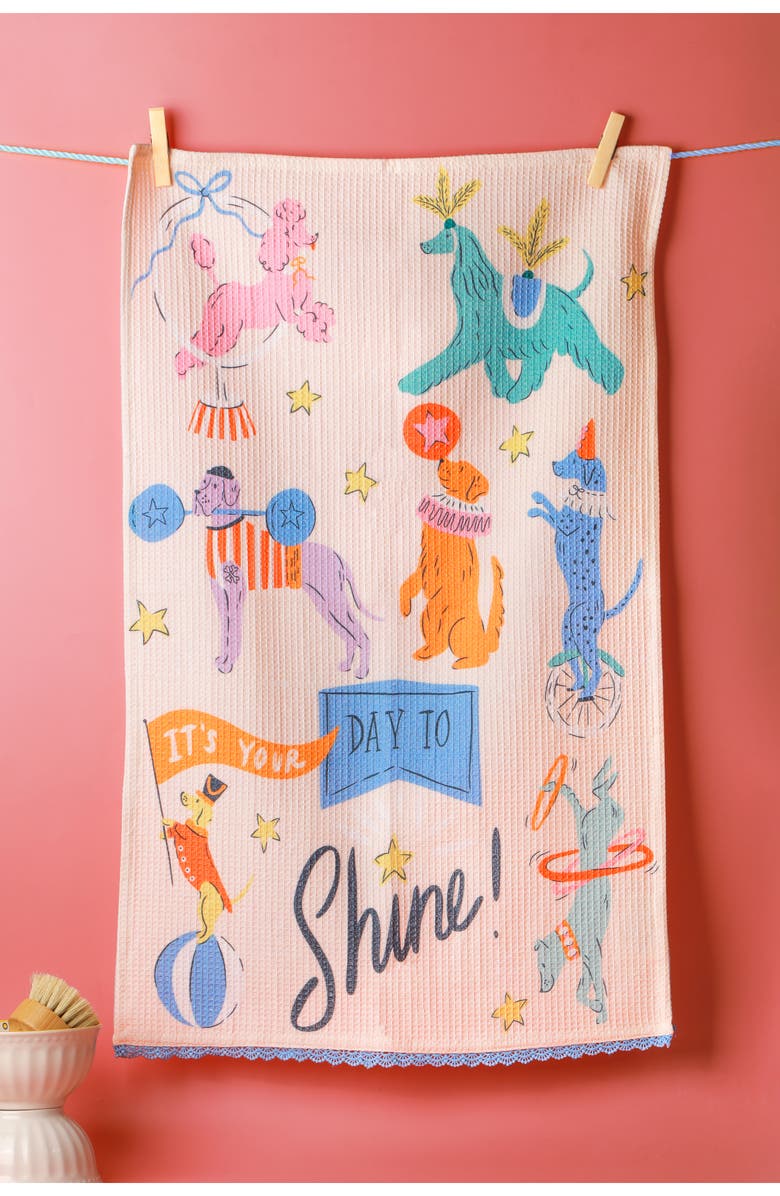 Tiramisu Day To Shine Set of 3 Kitchen Towels, Alternate, color, Light Pink/ Red/ Orange