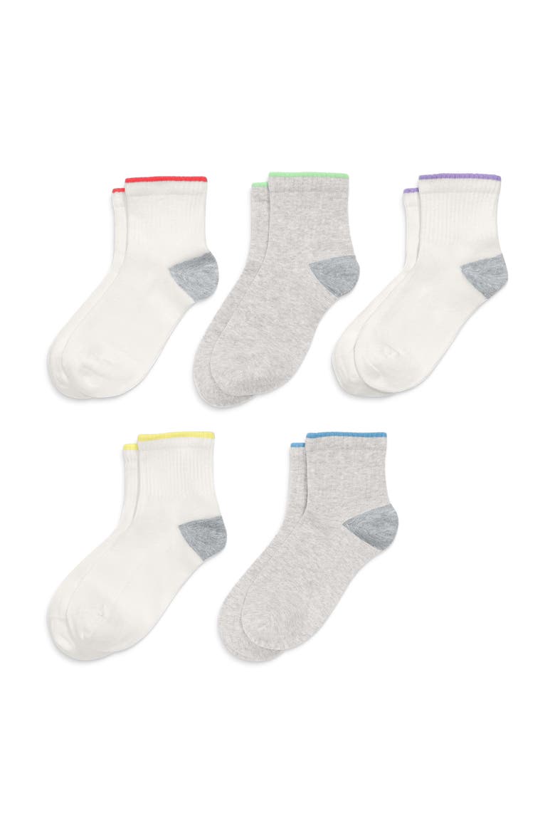 Kids Rainbow Quarter Sock 5-Pack, Alternate, color, Primary Rainbow Mix