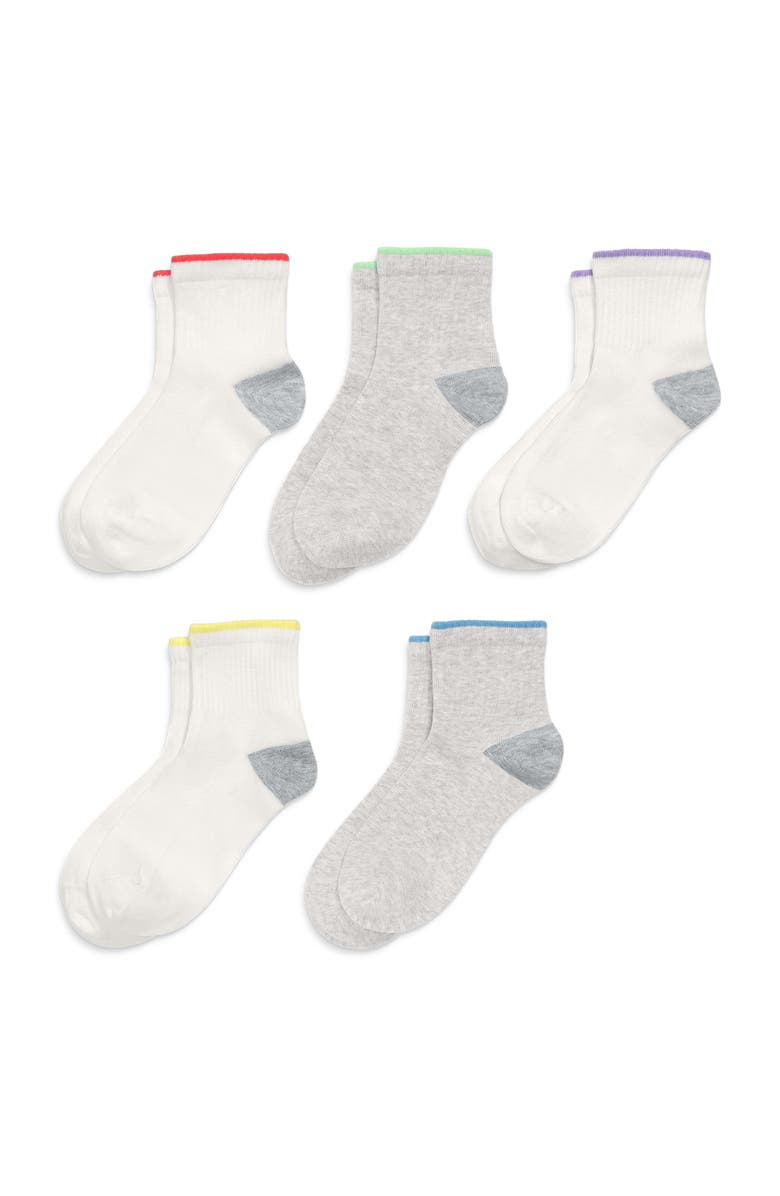 Primary Kids Rainbow Quarter Sock 5-Pack, Alternate, color, Primary Rainbow Mix