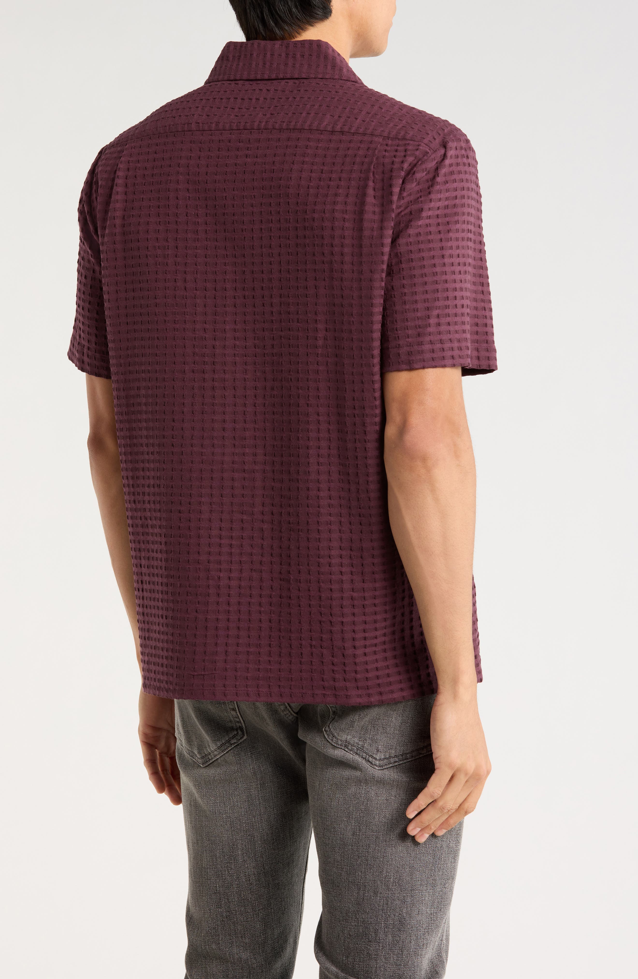 Short Sleeve Seersucker Button-Up Shirt - image 2