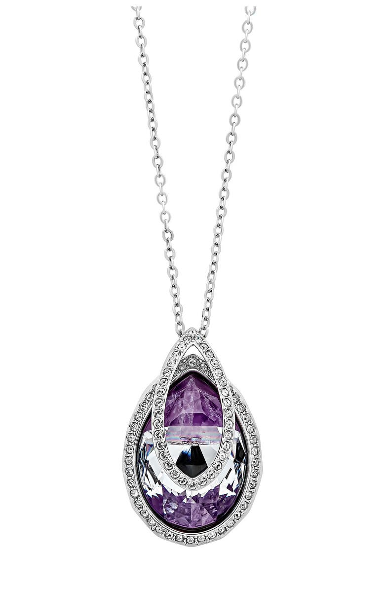 Swarovski Rhodium Plated Swarovski Crystal Dew Florette Pendant Necklace, Main, color,