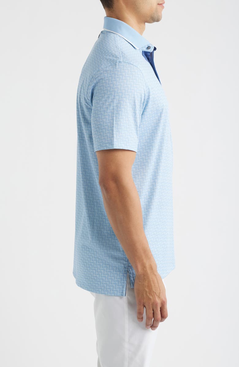 Greyson Rogue River Wave Print Performance Golf Polo, Alternate, color, Wolf Blue