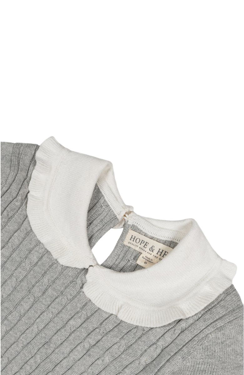 Hope & Henry Baby Girls' Organic Peter Pan Collar Sweater Dress, Infant, Alternate, color, Gray Heather Cable