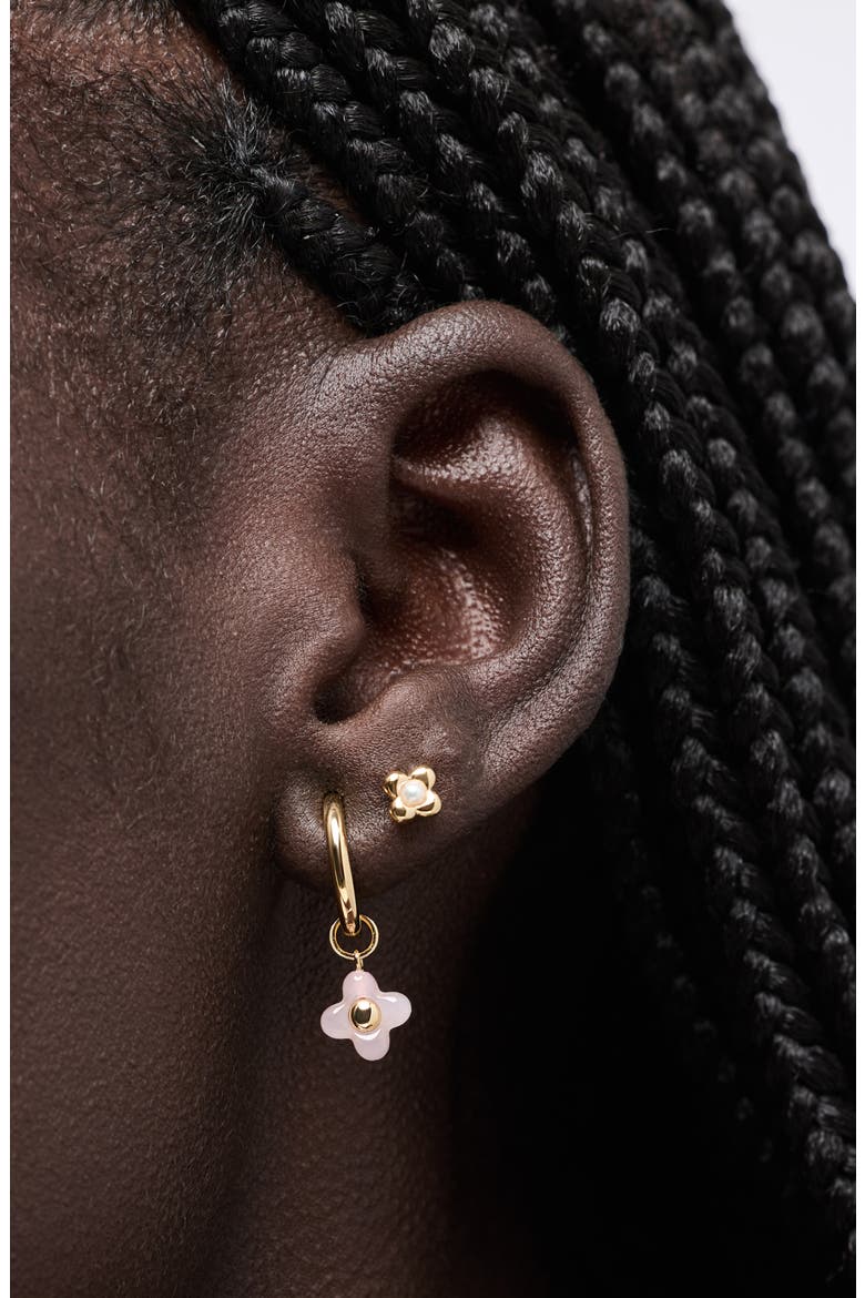Liora Flower Freshwater Pearl Stud Earrings, Alternate, color, GOLD/ PEARL
