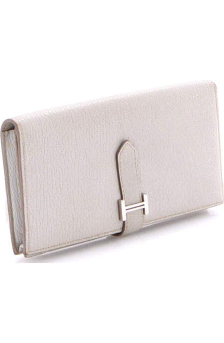 Pre-Owned Hermes Bearn Wallet Chevre Mysore Long, Alternate, color, Gris Perle