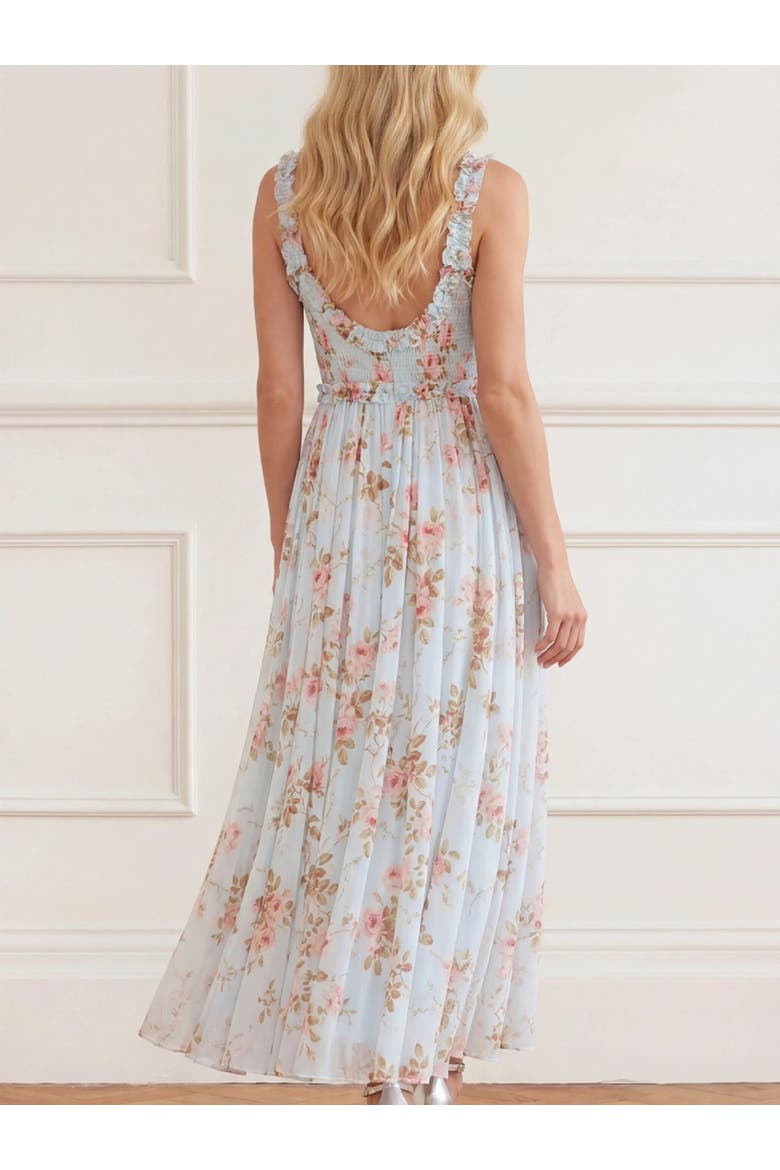 Summer's Rose Chiffon Cami Ankle Gown, Alternate, color, Aqua