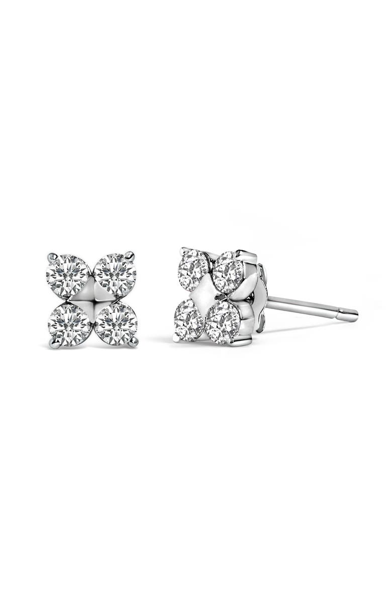 10K Gold 1/2 Cttw Lab Grown Diamond Snowflake Stud Earrings, Alternate, color, White