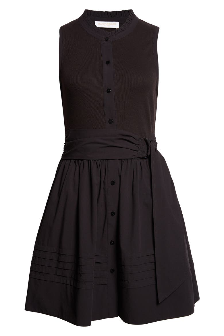 Orla Belted Sleeveless Mixed Media Minidress, Alternate, color, BLACK