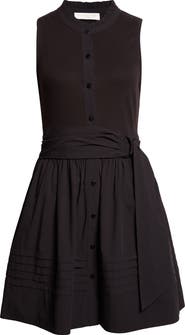 Ramy Brook Orla Belted Sleeveless Mixed Media Minidress