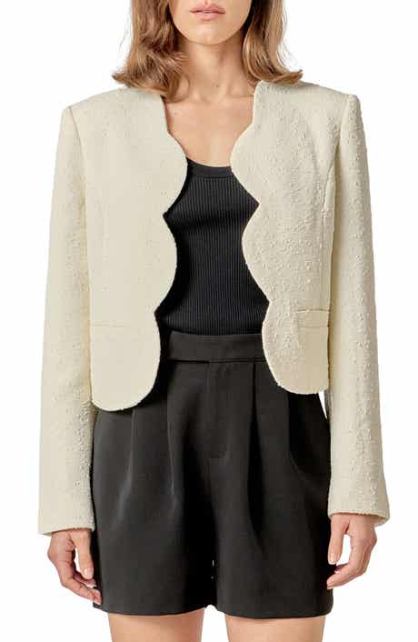 English Factory Scallop Trim Textured Woven Jacket