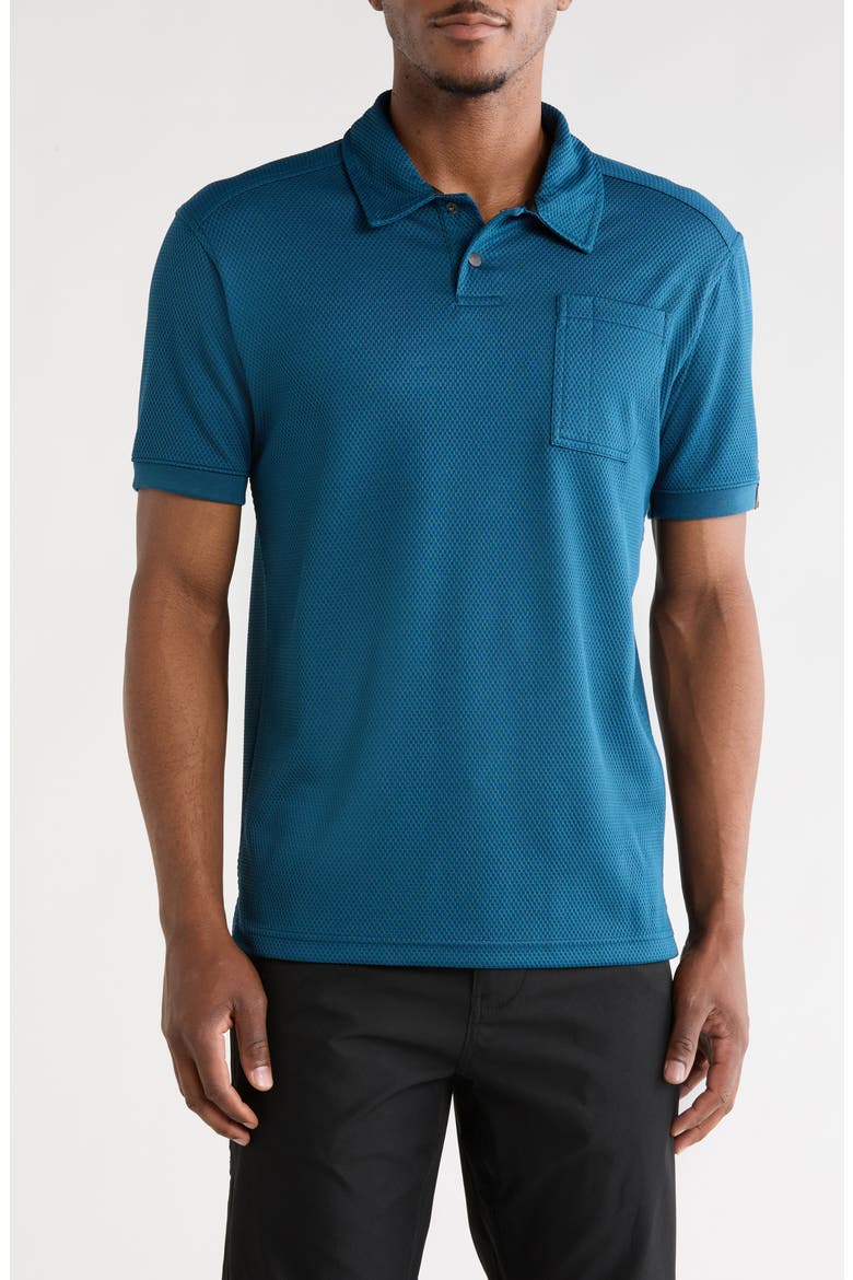 Grid Jacquard Polo, Main, color, TEAL