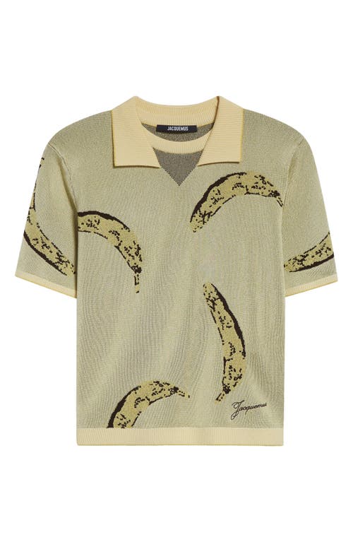 Jacquemus Womens Banana Jacquard Yellow The Marino Banana-print Woven-knitted Polo Top In Banana Jacquard Yellow