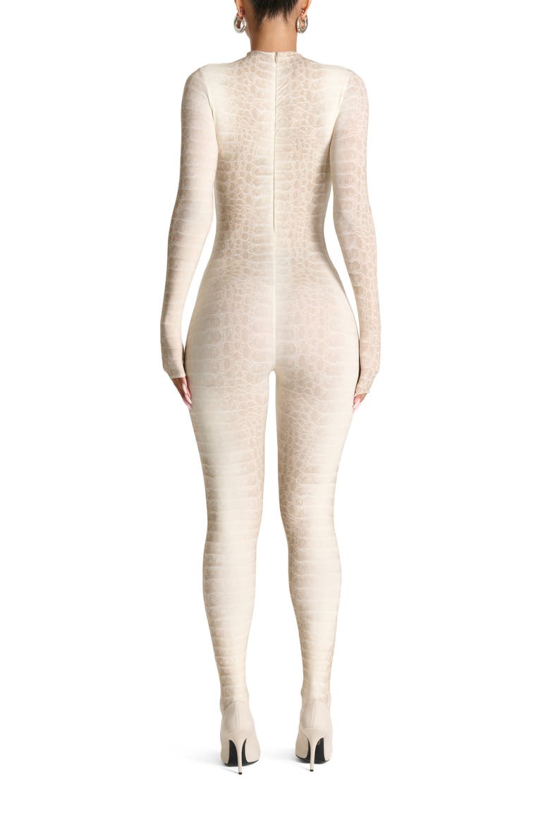 Animal Print Closed Toe Jumpsuit, Alternate, color, BONE CROC