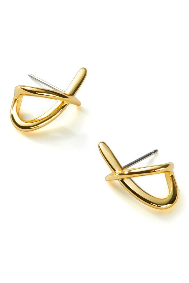 Sloane Crisscross Stud Earrings, Alternate, color, GOLD