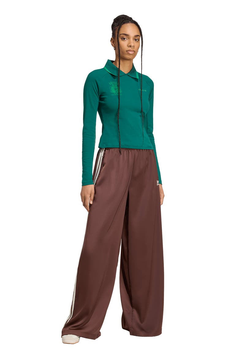 Wide Leg Satin Track Pants, Alternate, color, AUBURN/ CREAM WHITE
