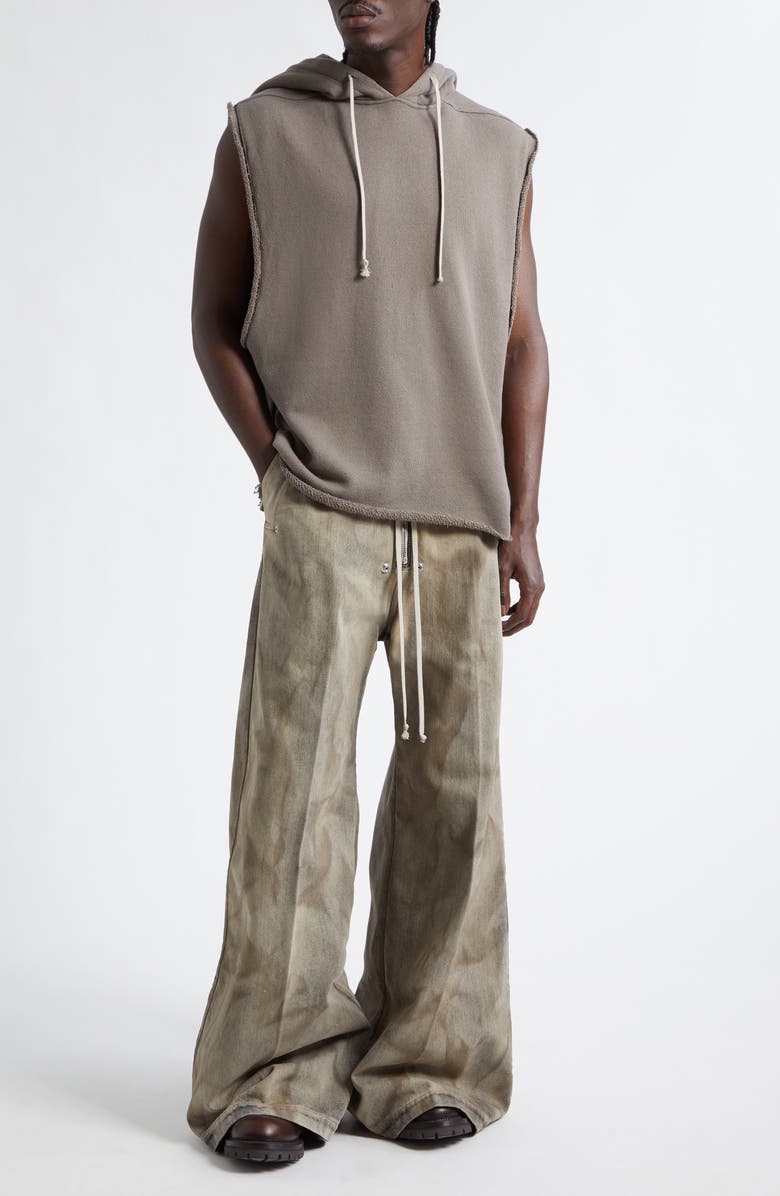 Rick Owens Sleeveless Cotton French Terry Hoodie, Alternate, color, Dust