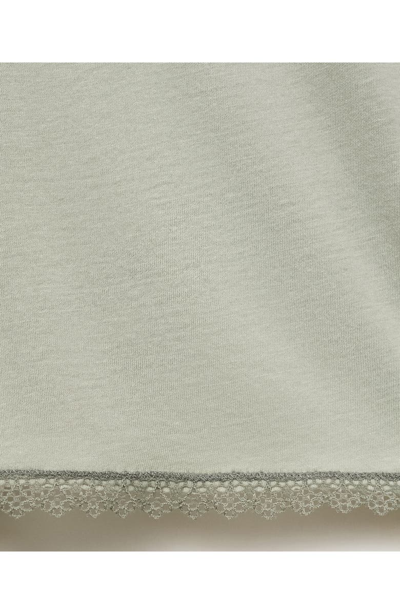 MANGO Lace Trim Cotton & Modal Pajama Shorts, Alternate, color, Aqua Green