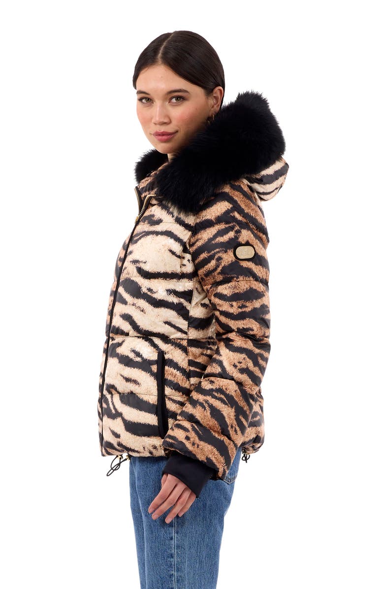 GORSKI Apres-Ski Jacket With Detachable Toscana Hood Trim, Alternate, color, Brown Zbra/Black