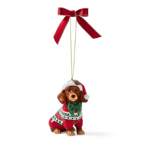 Christmas Tree Dachshund In Jumper Ornament