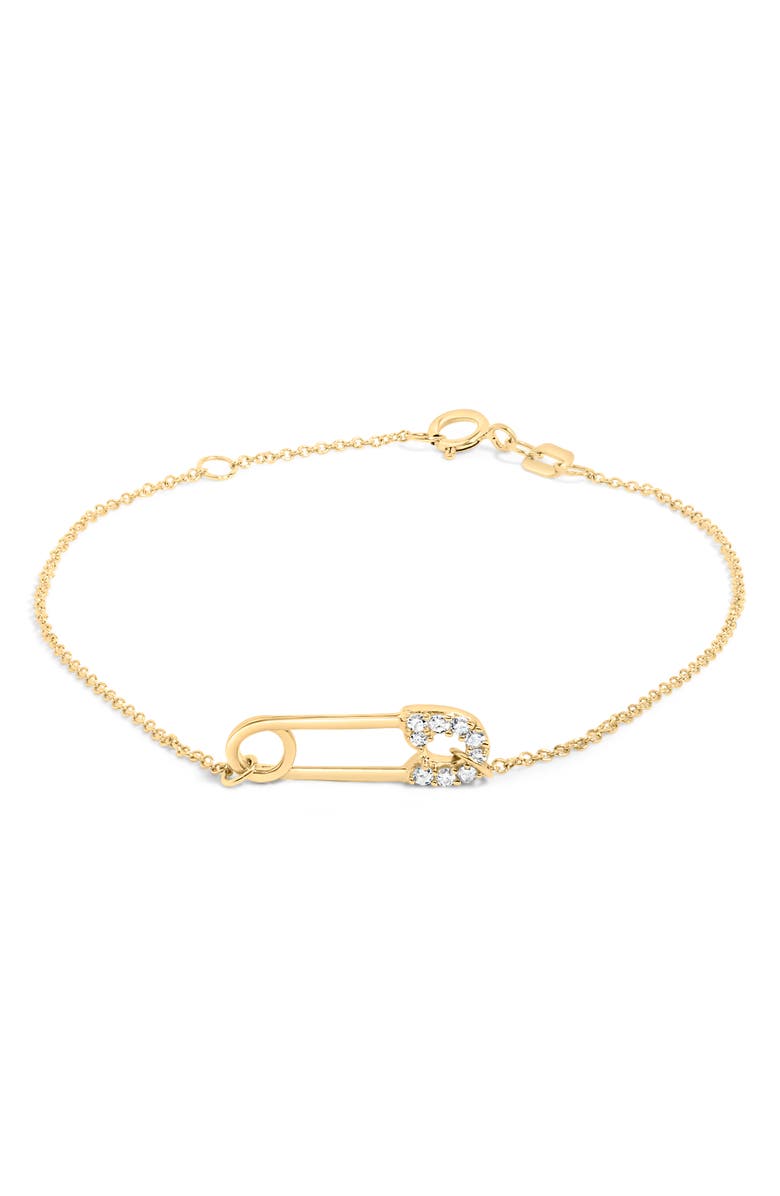 Haus of Brilliance 10K Yellow Gold 1/10 Cttw Diamond Paperclip Charm Adjustable Link Bracelet, Main, color, Yellow