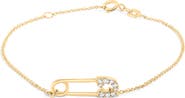 Haus of Brilliance 10K Yellow Gold 1/10 Cttw Diamond Paperclip Charm Adjustable Link Bracelet