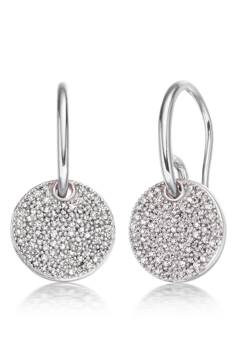 Monica Vinader Ava Diamond Disc Drop Earrings, Main, color, Sterling Silver