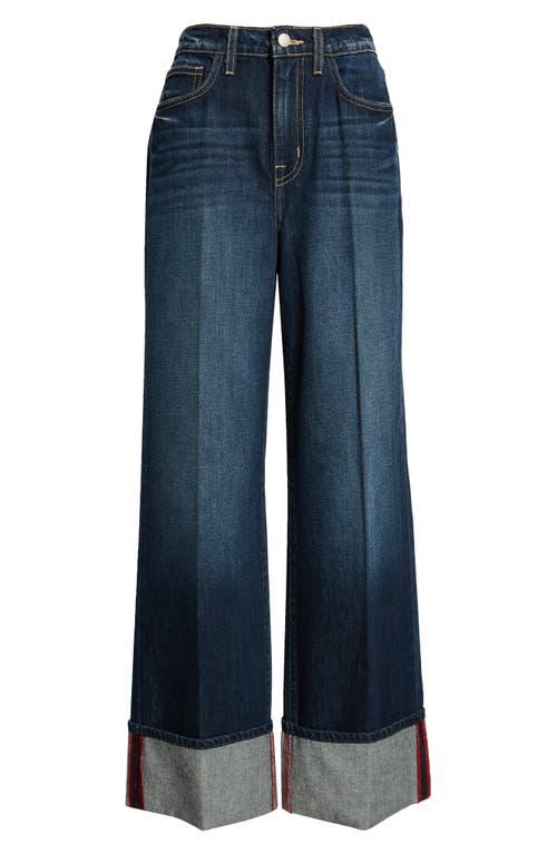L Agence Miley Ultra High Rise Wide-leg Cuffed Jeans In Red