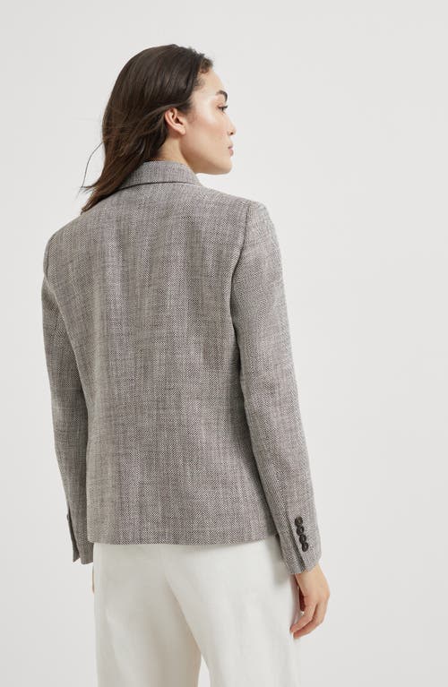 Brunello Cucinelli Double-breasted Jacket With Oversized Cut And Jewel Embroidery In Rust Brown