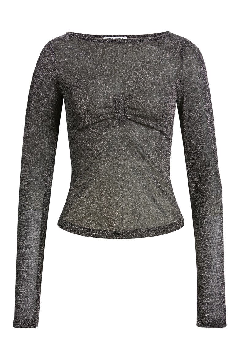 Crystal Clear Sheer Mesh Top, Alternate, color, BLACK / SILVER