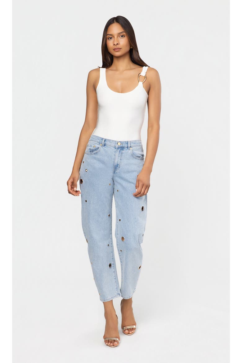 Quincey Grommet Barrel Jeans, Alternate, color, Light Blue