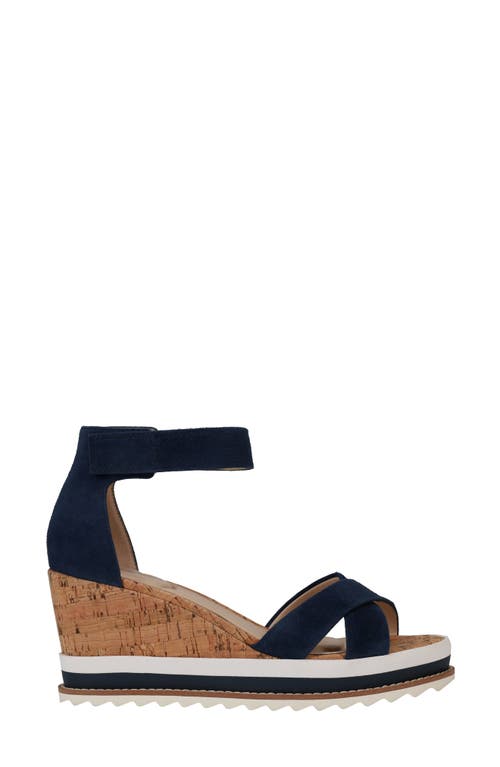 Pelle Moda Westyn Ankle Strap Platform Wedge Sandal In Midnight