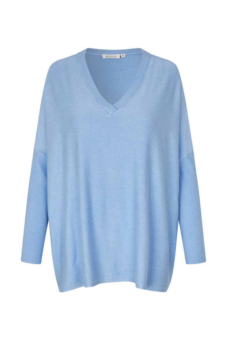 MaFronia V-Neck Relaxed Fit Sweater, Alternate, color, Placid Blue