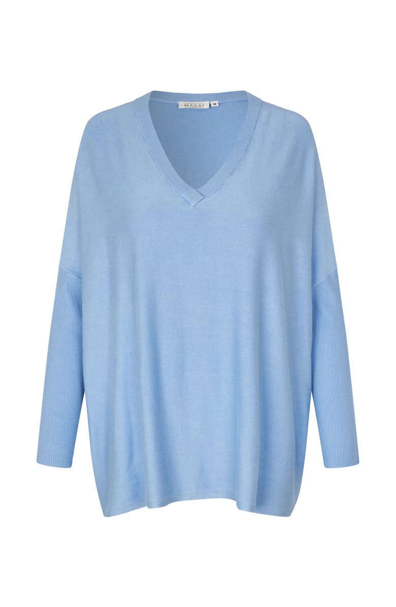Masai Copenhagen MaFronia V-Neck Relaxed Fit Sweater, Alternate, color, Placid Blue