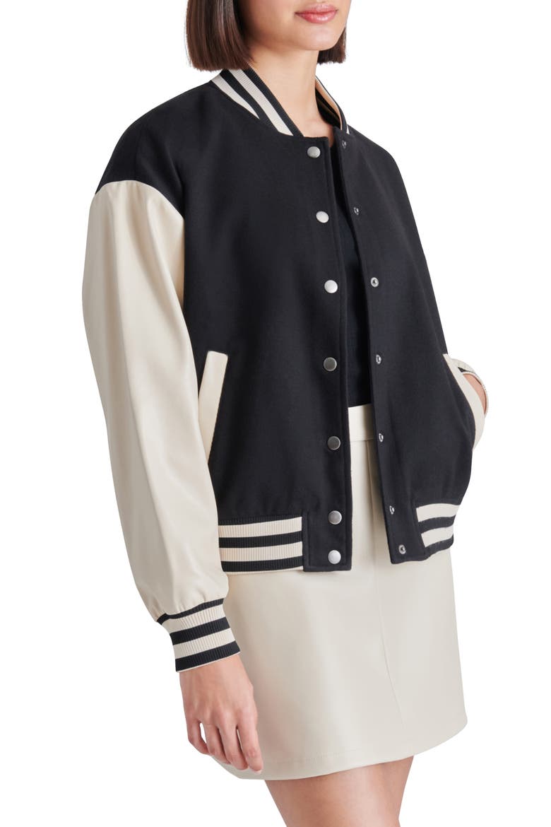 Alexandra Varsity Jacket, Alternate, color, BLACK