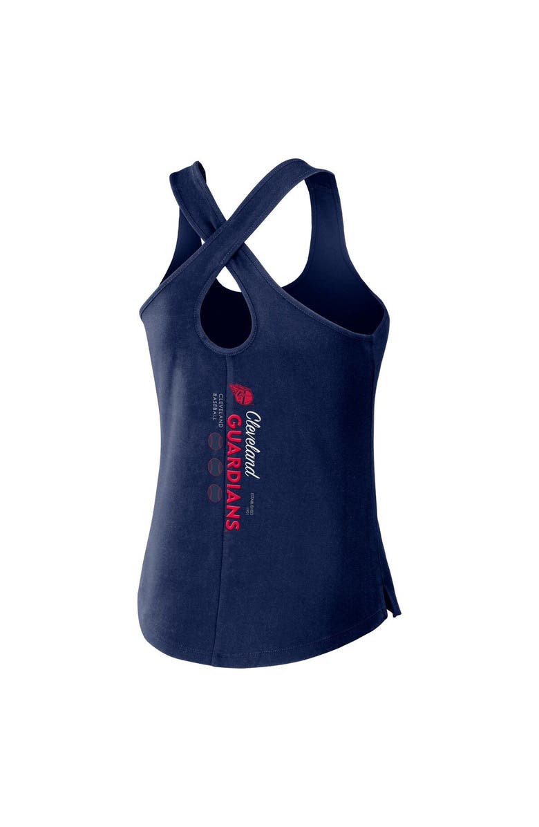 WEAR by Erin Andrews Women's WEAR by Erin Andrews Navy Cleveland Guardians Cross Back Tank Top, Alternate, color, 
