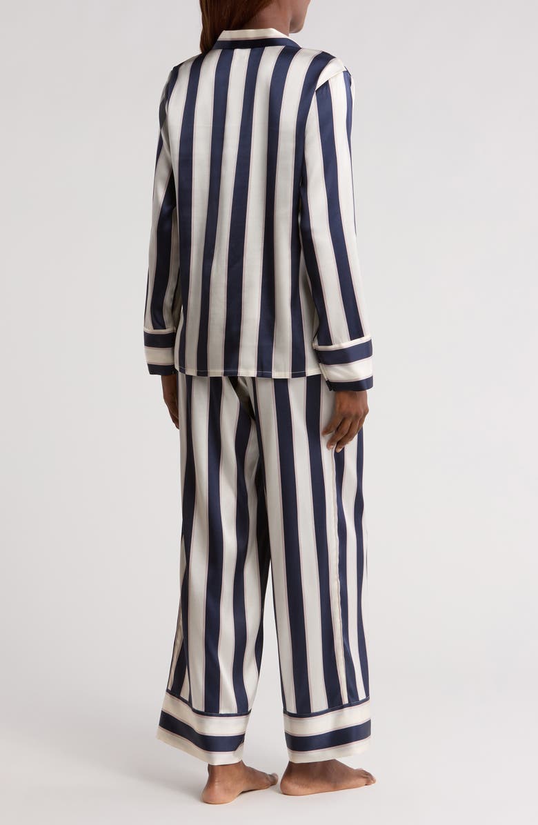 Nordstrom Tailored Stretch Silk Pajamas, Alternate, color, Navy Olivia Stripe