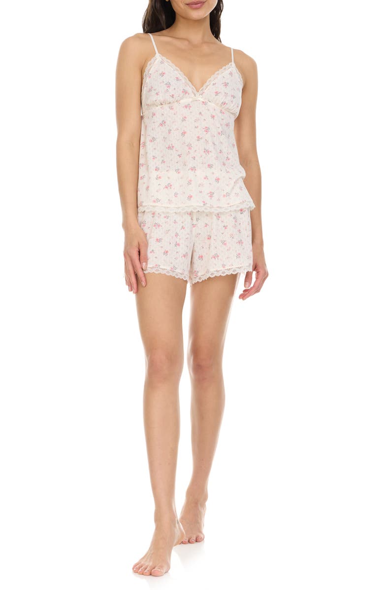 Flora Nikrooz Violet Lace Trim Pointelle Short Pajamas, Main, color, 