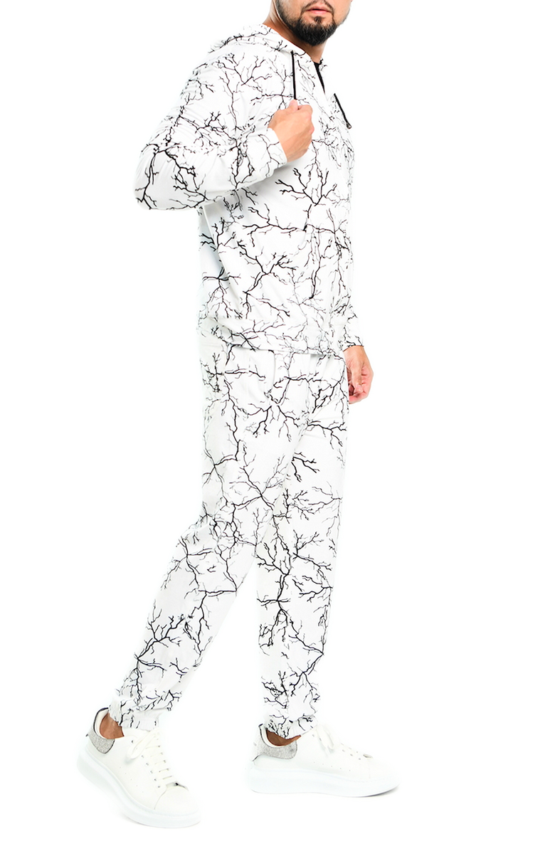 Dai Moda Branch Zip Hoodie Jacket, Alternate, color, White