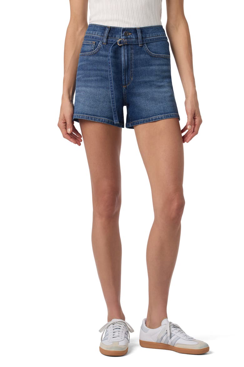 Belted Relaxed Denim Shorts, Main, color, GESINE
