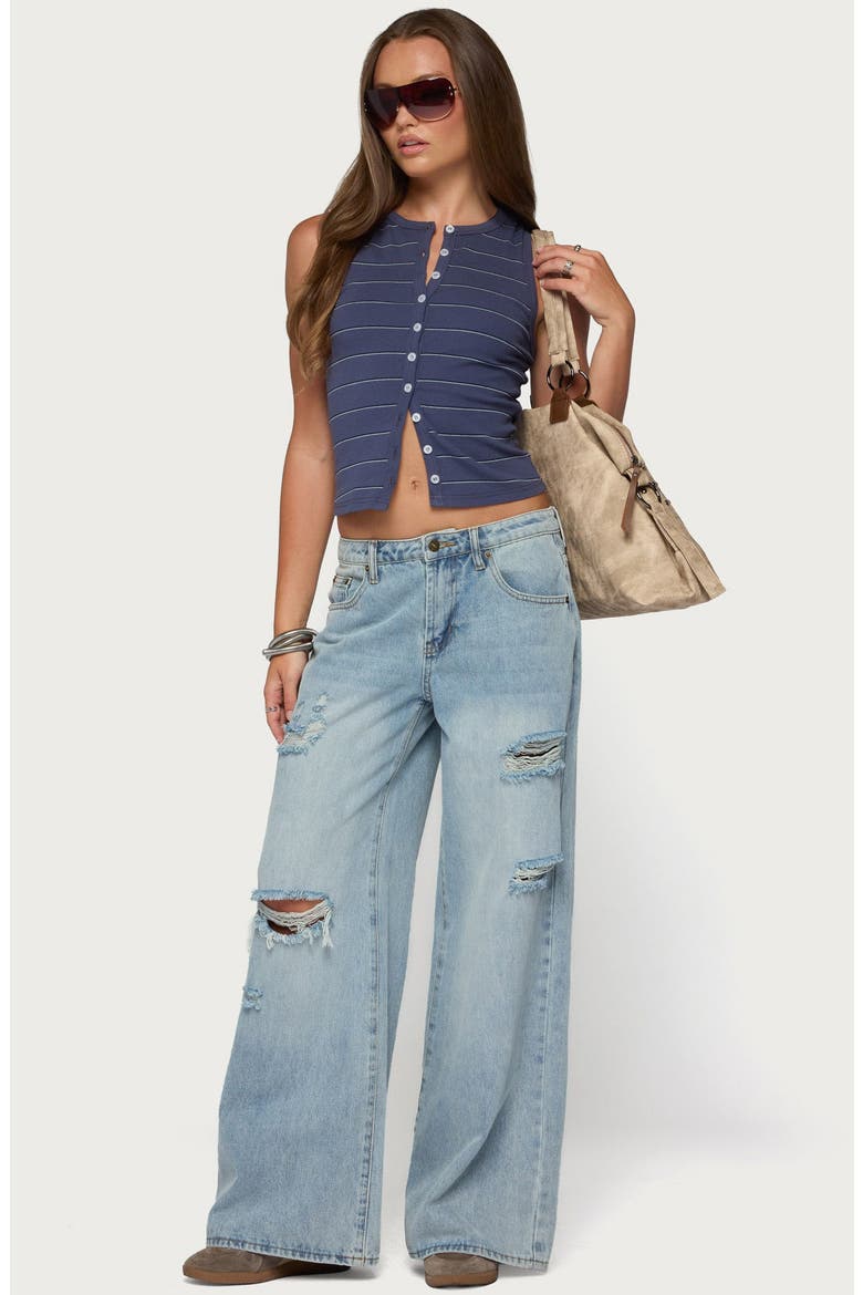 Brynne Striped Button Up Top, Alternate, color, NAVY-AND-WHITE