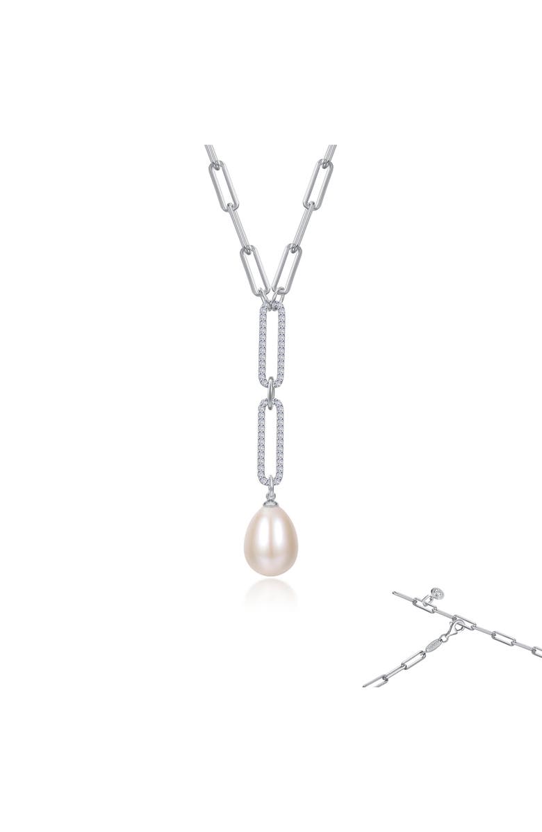 Lafonn Cultured Pearl & Simulated Diamond Y Necklace, Alternate, color, Silver