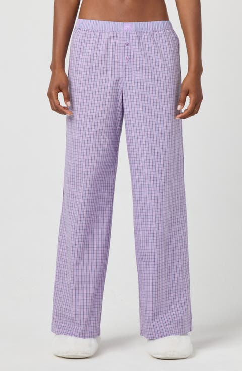 Micro Plaid Wide Leg Pants