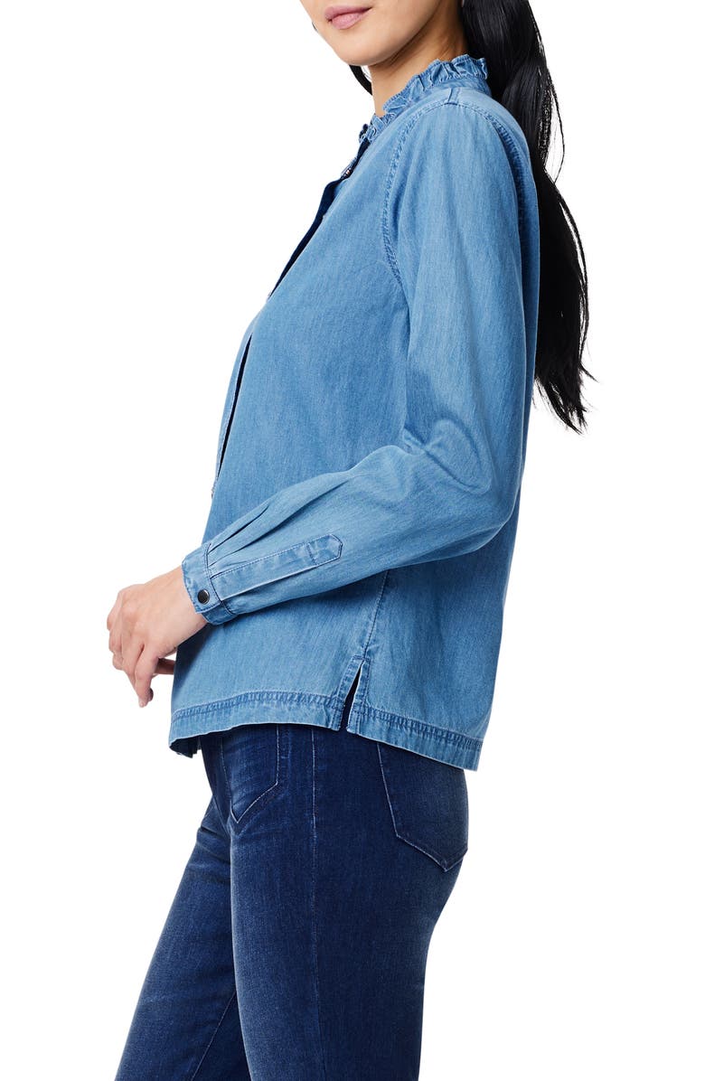 NIC+ZOE Ruffle Neck Denim Shirt, Alternate, color, 