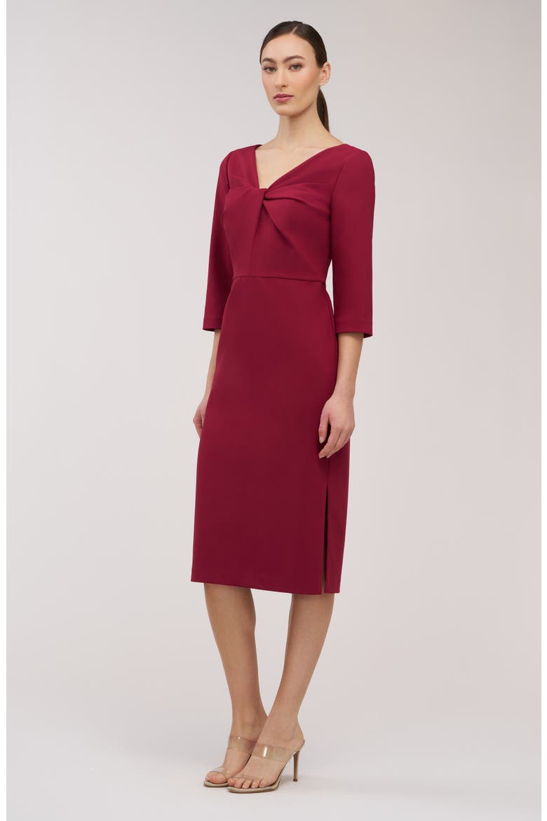 Farrah Twist Front Midi Cocktail Dress, Alternate, color, RUBY RED