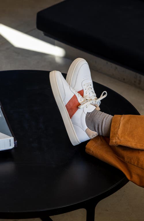 Clae Davis Perforated Leather Sneaker In White