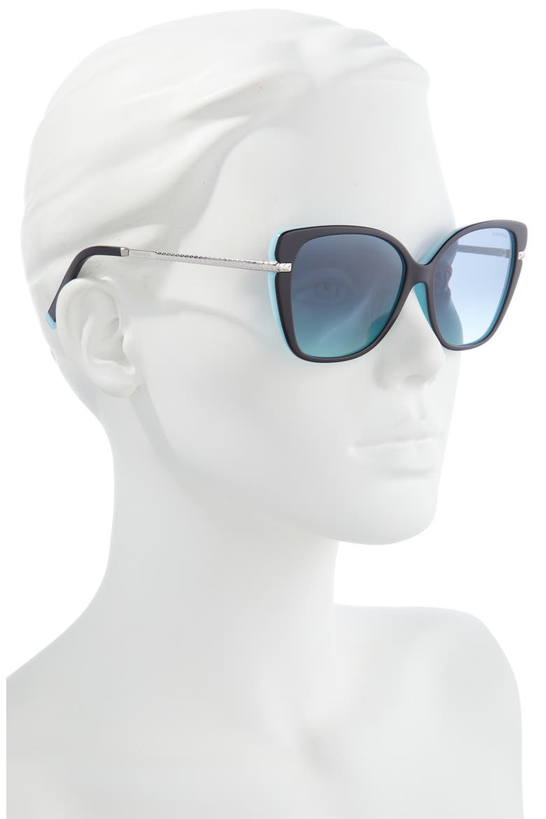 57mm Cat Eye Sunglasses, Alternate, color, BLACK BLUE