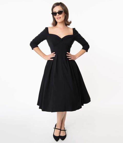 Woven Sweetheart Neckline Lamar Swing Dress