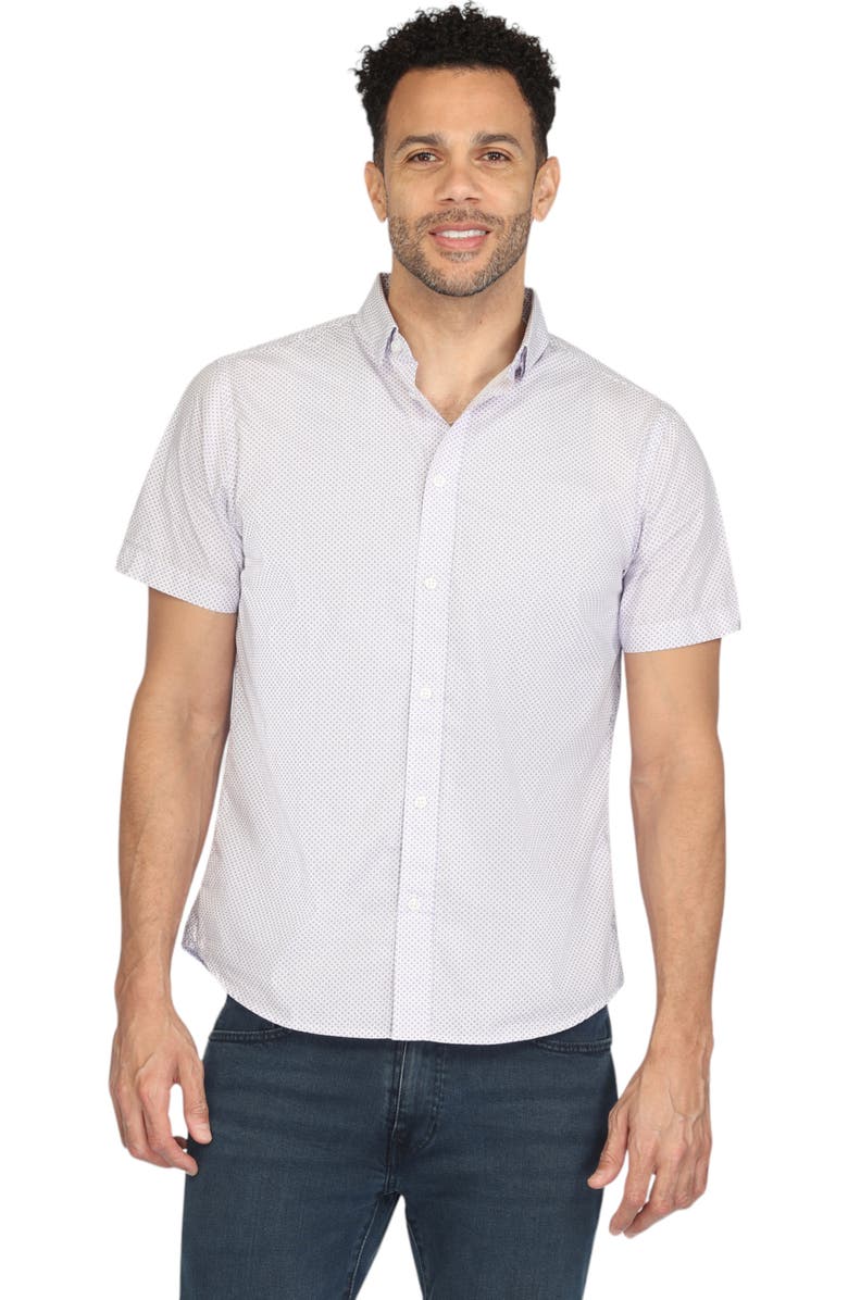 Vustra Diamond Block Print Short Sleeve Shirt, Main, color, 