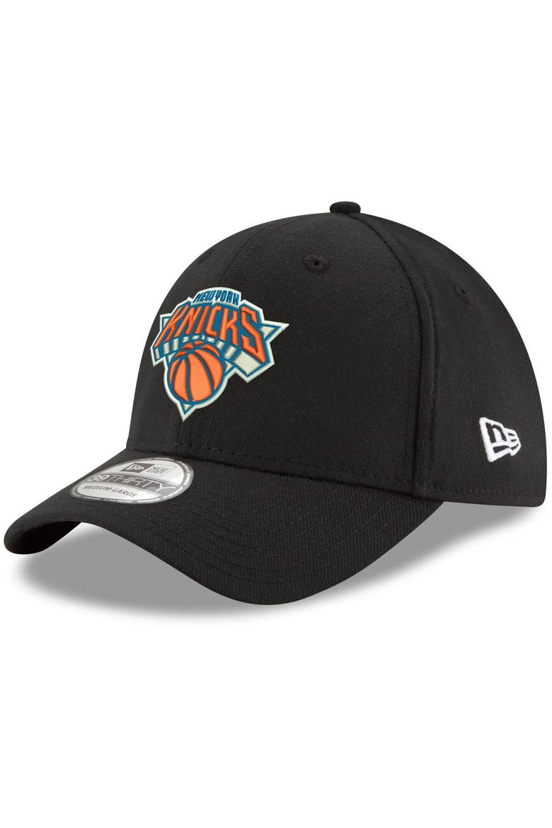 Men's New Era Black New York Knicks Official Team Color 39THIRTY Flex Hat, Main, color, Black