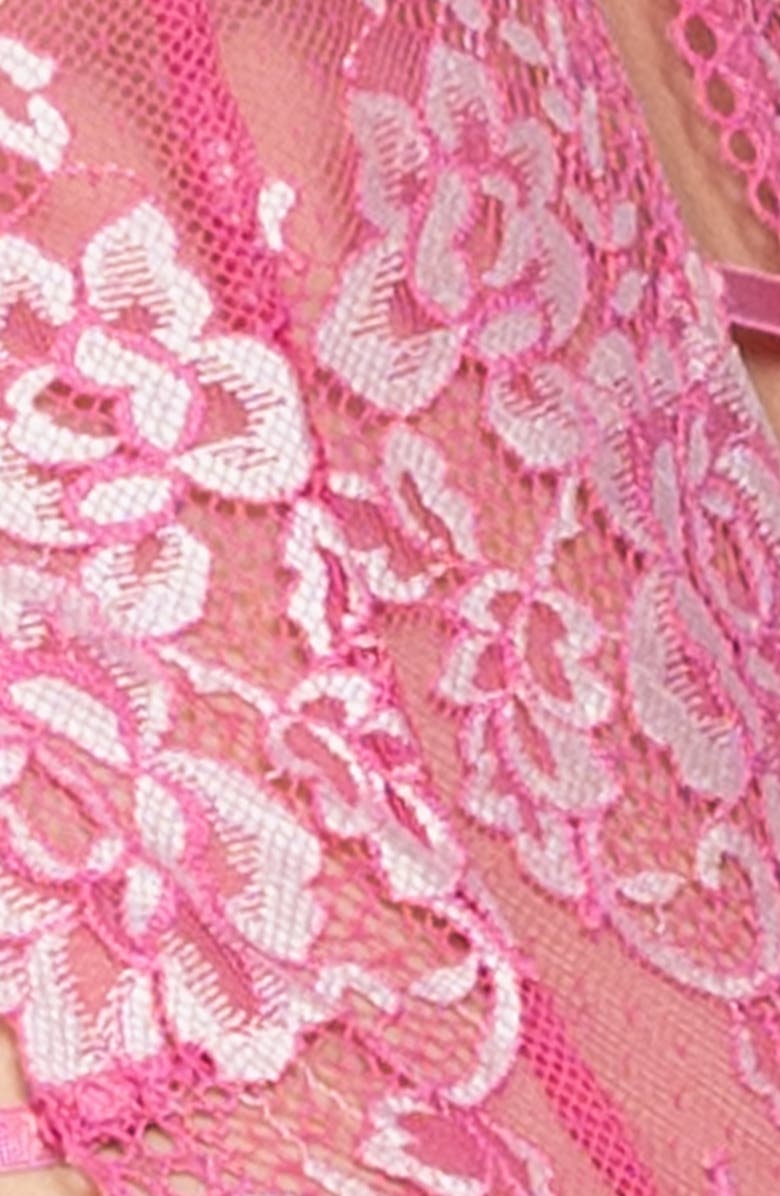 In Bloom by Jonquil Annalee Embroidered Lace Thong Teddy, Alternate, color, Orchid Pink